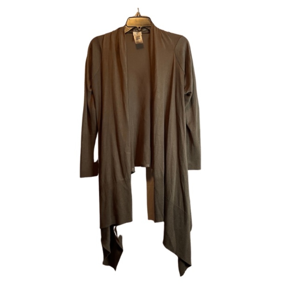 Worthington Large, long sleeve, longer duster in front, color is a brownish grey